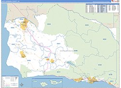 Santa Barbara County Wall Map Basic Style 2026